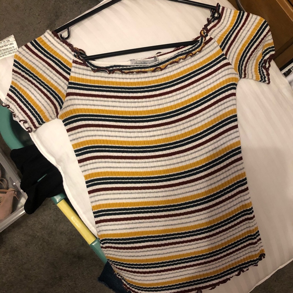 Charlotte Russe, ribbed multicolor striped Tshirt